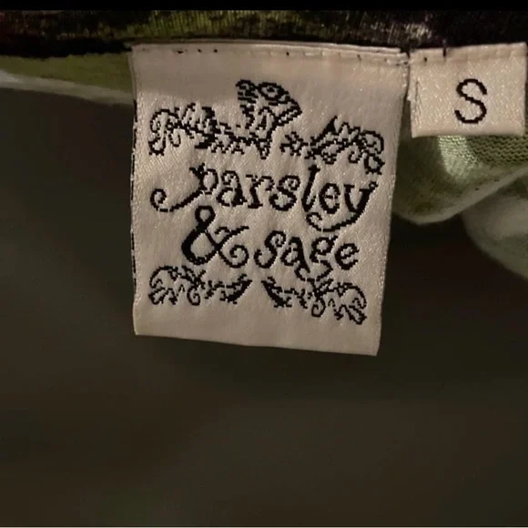 Parsley & Sage Vibrant Green and Purple Women's Blouse - Picture 3 of 3